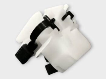 Genuine Kabli Honda Civic rear seat cushion bottom lock retainer clip with white base and black locking arm on Partex Pakistan
