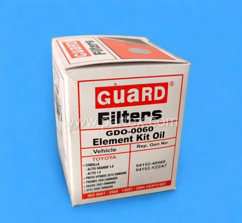 Guard Common Oil Filter GDO-0060 for vehicles like Prius, Premio, and Vitz, ensuring superior engine protection, sold on Partex