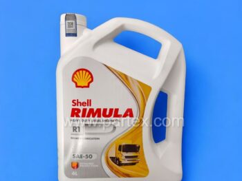 Shell Rimula R1 SAE-50 4L motor oil for heavy-duty engine protection, available on Partex.