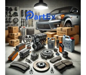A collection of essential auto parts for Suzuki, Honda, and Hyundai vehicles in Pakistan, including side mirrors, headlights, and engine components.