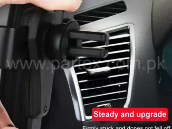 Gravity induction phone mount showing auto-locking side arms.